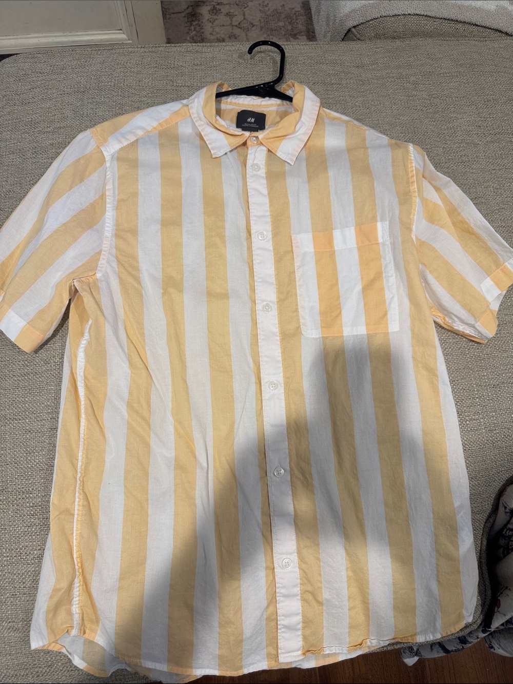 H&M Orange & White Striped Short-Sleeve Shirt